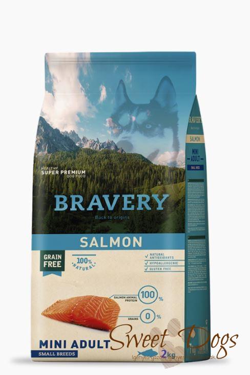Bravery 2kg Salmon, Mini Adult, Small breeds Hypoallergén, super prémium, Lazac