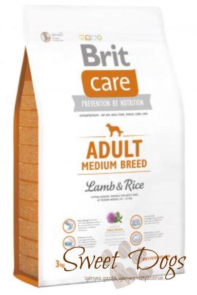 Brit Care 3kg Adult Medium Breed Lamb Rice 09935 Száraztáp Kutya