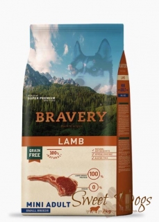 Bravery 2kg Lamb, Mini Adult, Small breeds Hypoallergén, super prémium, bárány